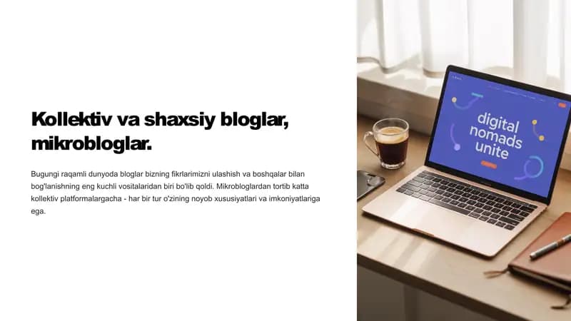 Kollektiv va shaxsiy bloglar, mikrobloglar.
