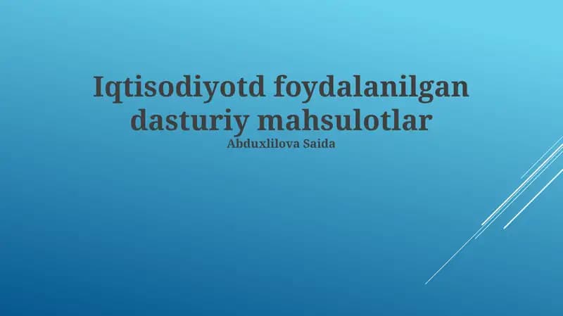 Ishlatilgan Dasturiy Ta'minotlar