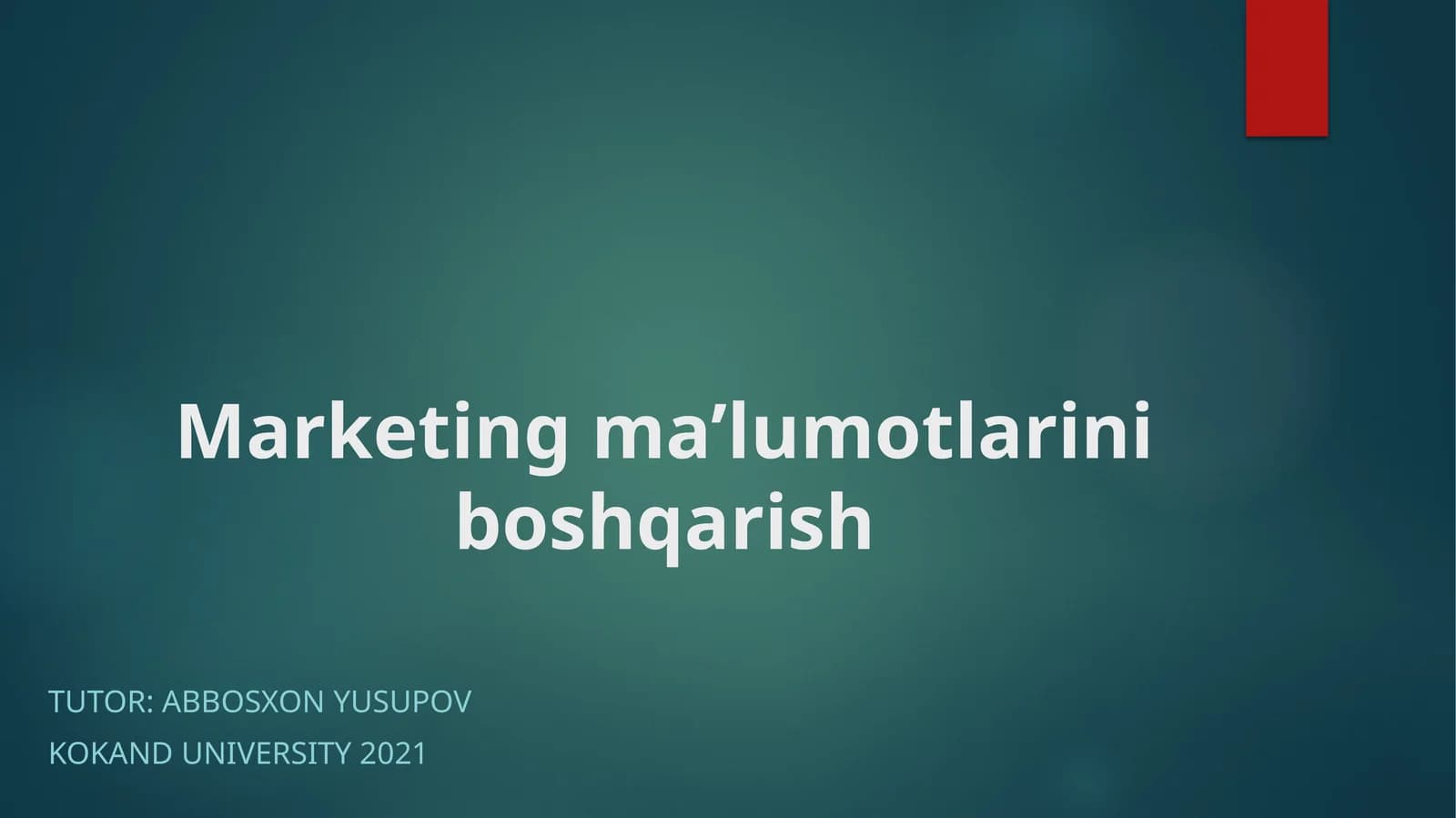 Marketing ma’lumotlarini boshqarish
