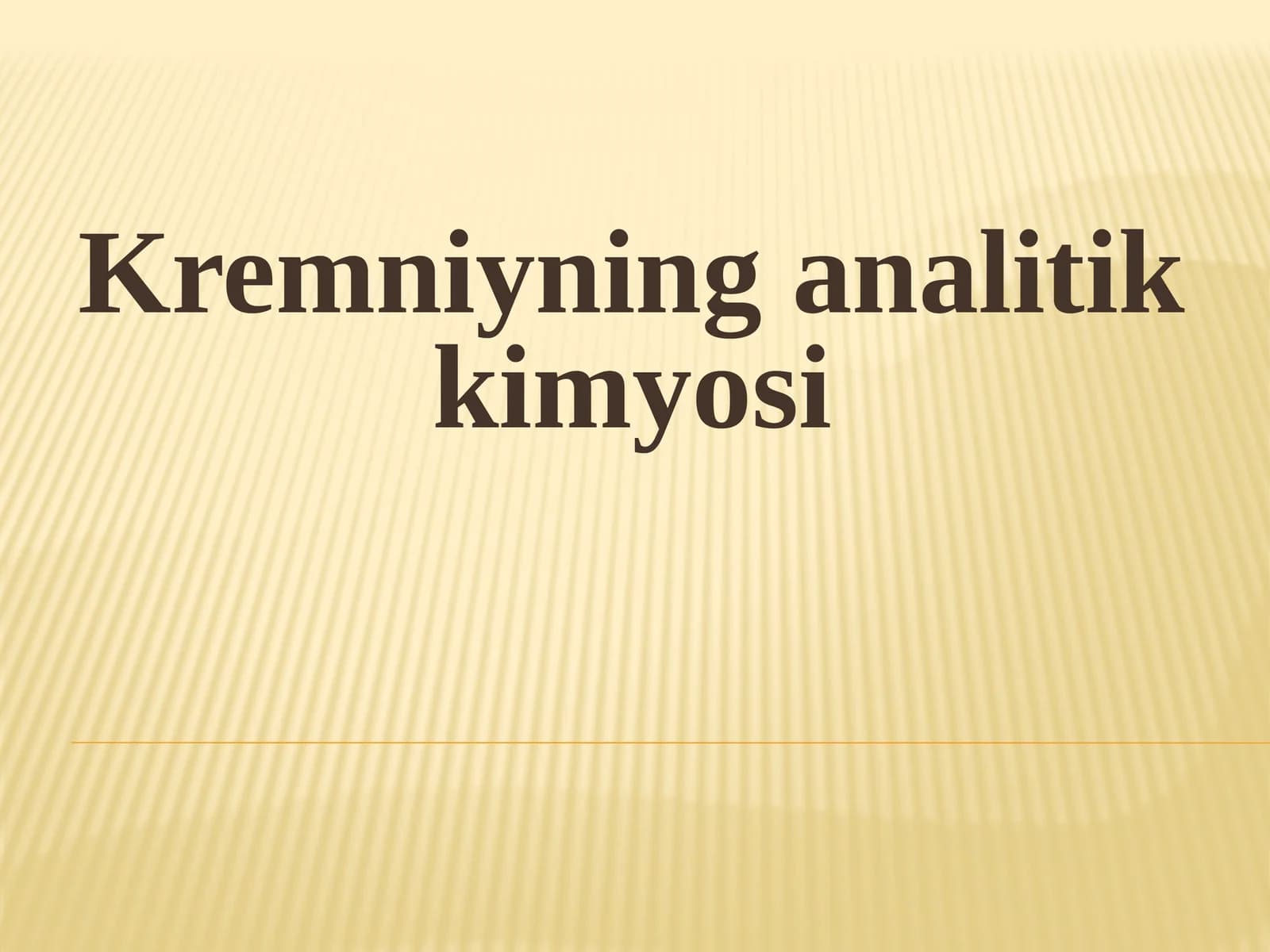 Kremniyning analitik kimyosi