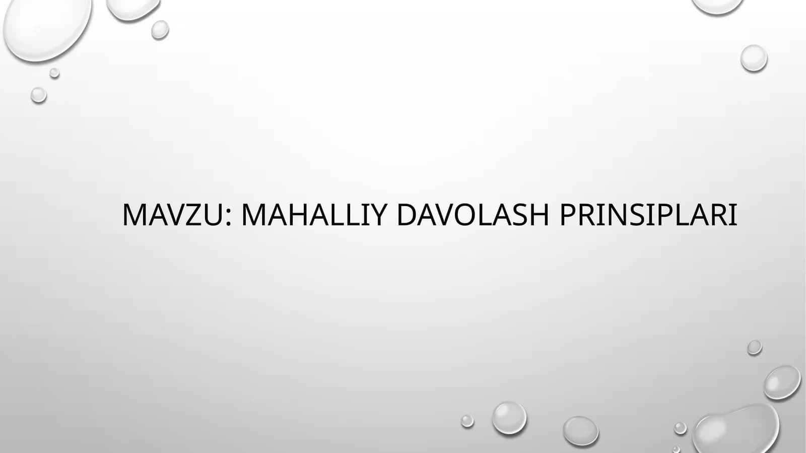 mahalliy davolash prinsiplari