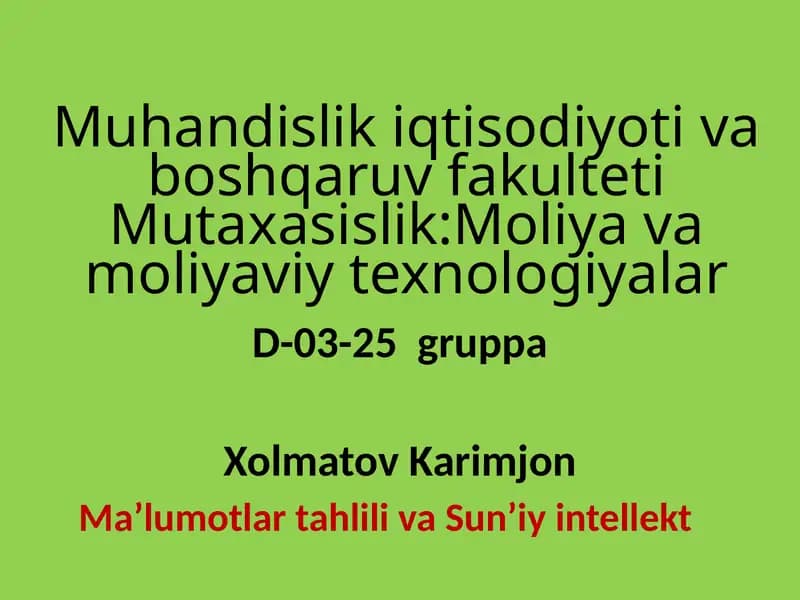 Maʼlumotlar tahlili va Sunʼiy intellekt