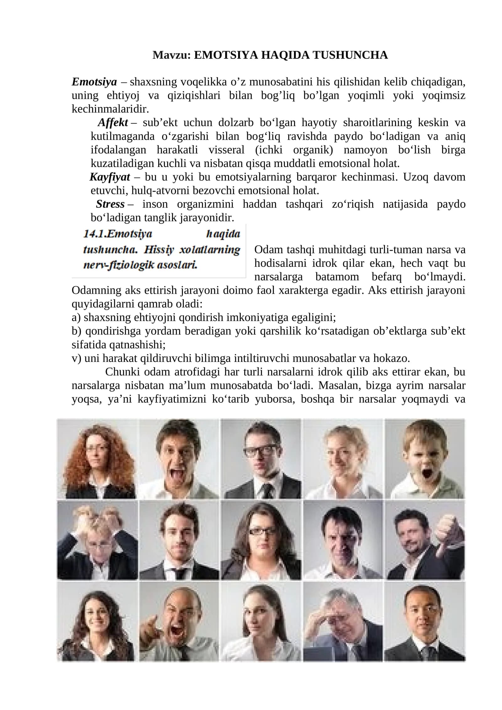 EMOTSIYA HAQIDA TUSHUNCHA