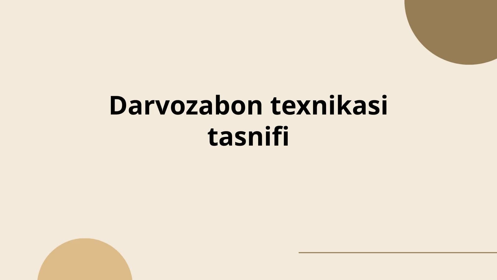 Darvozabon texnikasi tasnifi