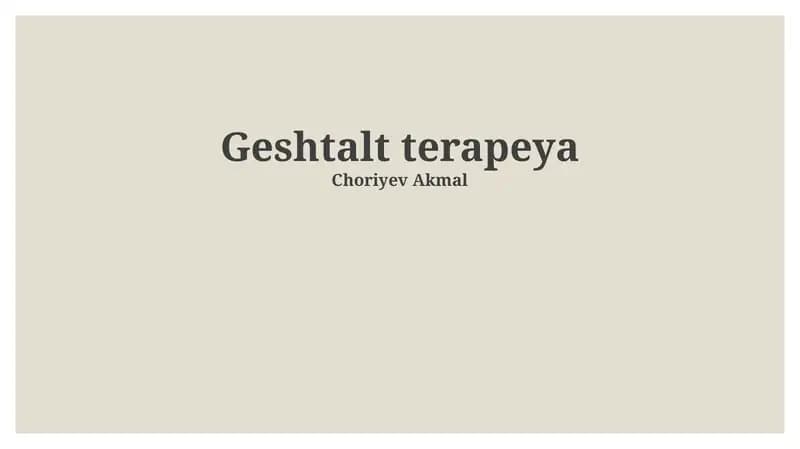 Gestalt Terapiyasi