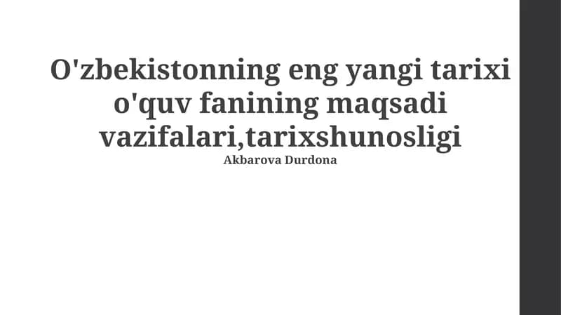 O'zbekistonning eng yangi tarixi