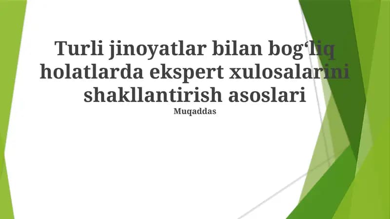 Ekspert xulosalari shakllantirish asoslari