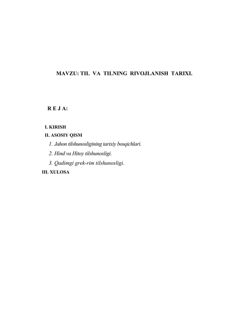 Til VA TILNING RIVOJLANISH TARIXI
