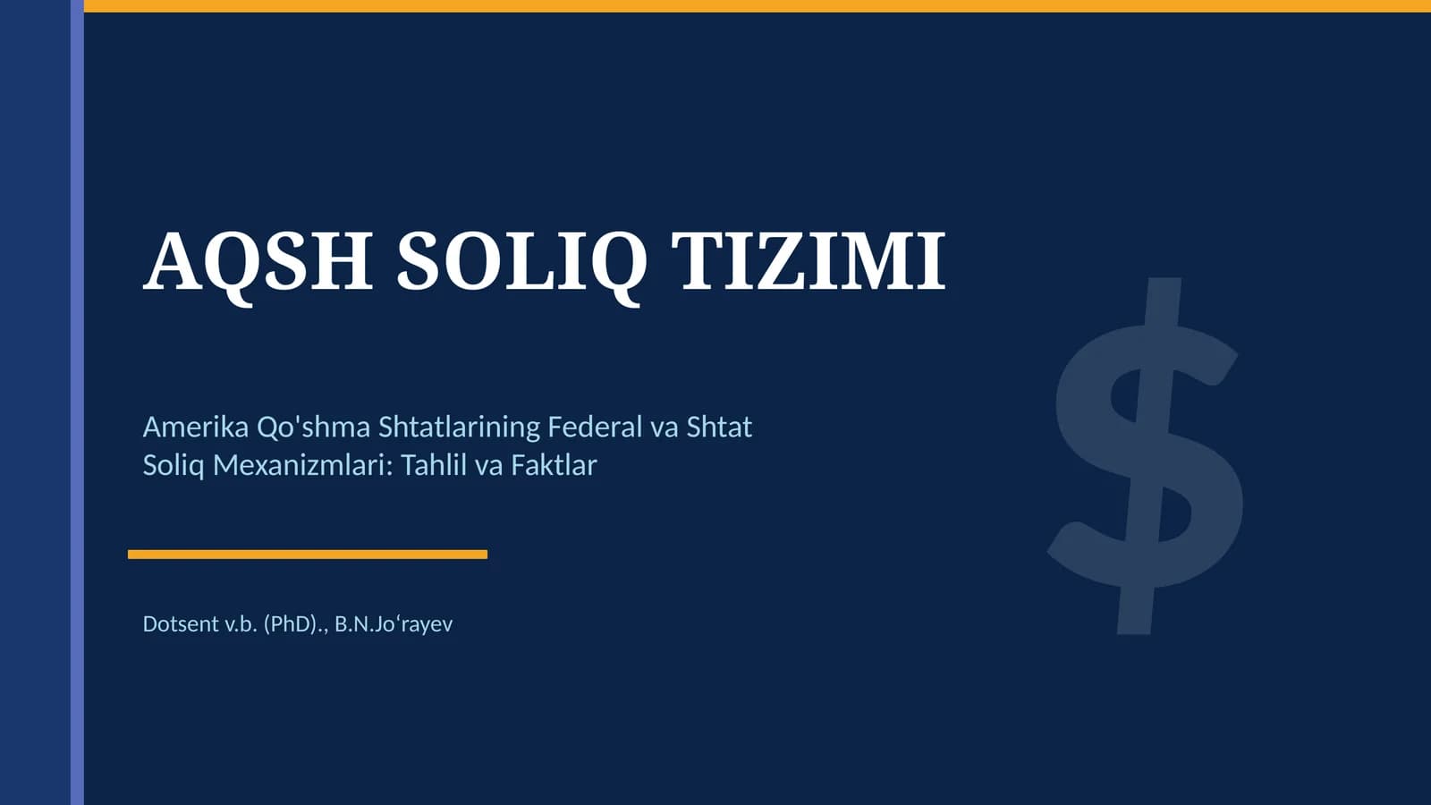 AQSH SOLIQ TIZIMI
