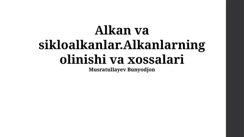 Alkan va sikloalkanlar