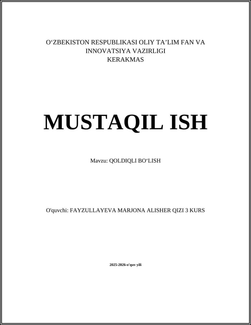 Qoldiqli bo‘lish