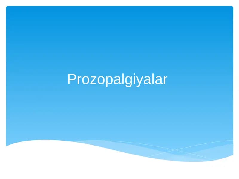 Prozopalgiyalar