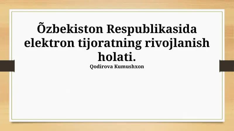 Elektron tijoratning rivojlanish holati