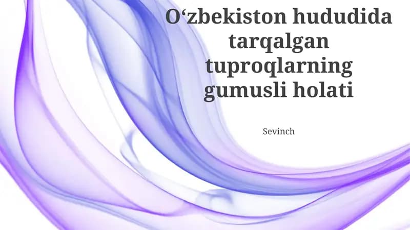 Tuproq Gumusining Sifat Xususiyatlari