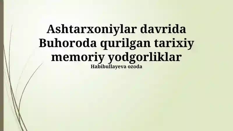 Ashtarxoniylar davridagi koʻpriklar meʼmorchiligi