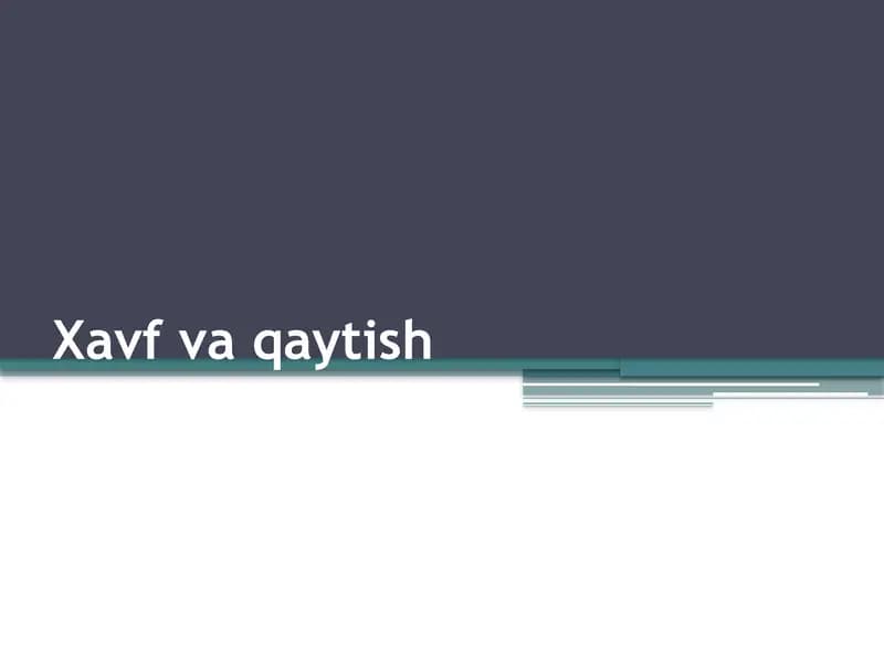 Xavf va qaytish