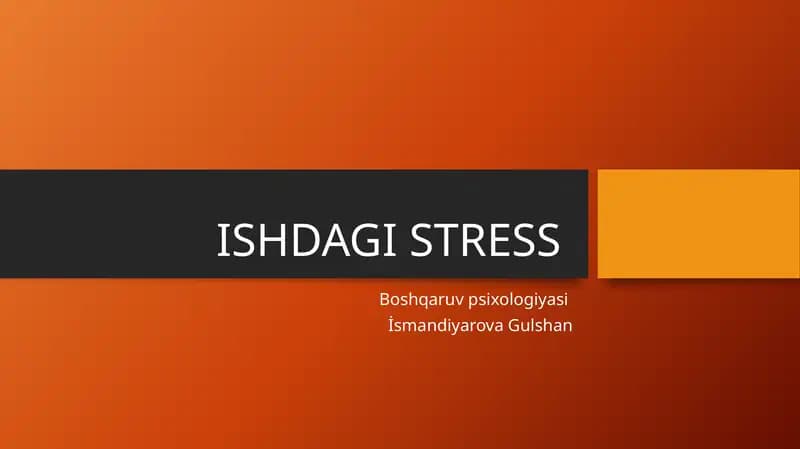 Ishdagi Stress