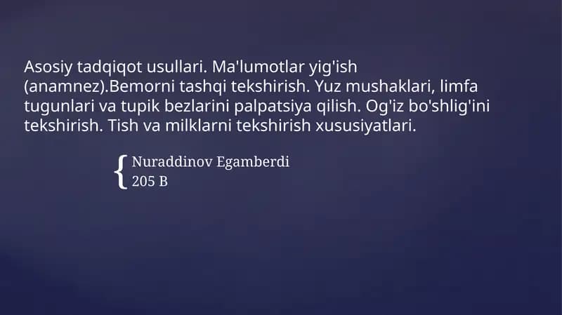 Asosiy tadqiqot usullari va ma'lumotlari