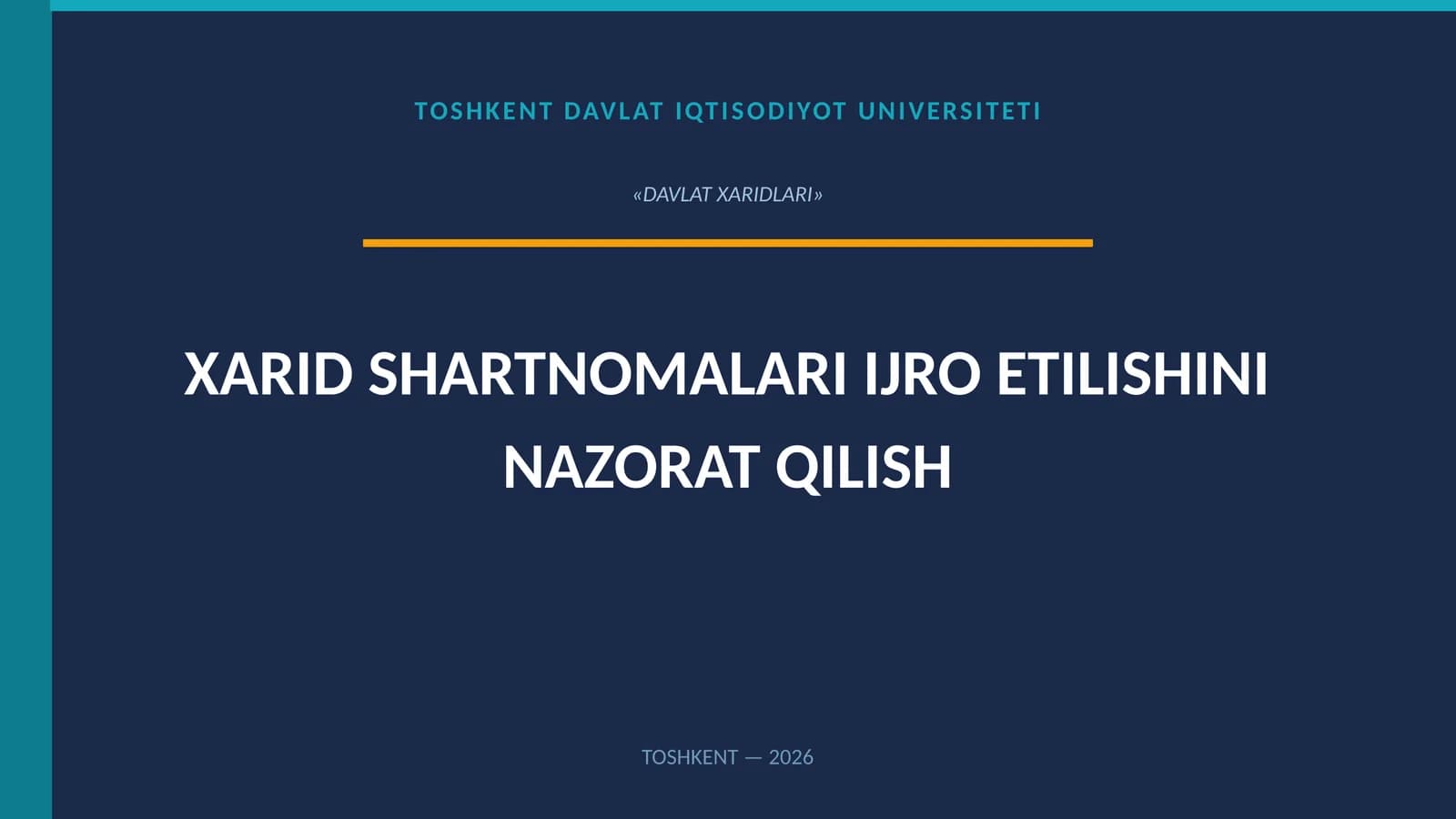 XARID SHARTNOMALARI IJRO ETILISHINI NAZORAT QILISH
