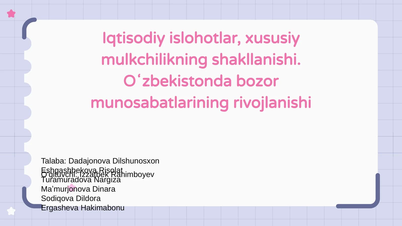 Iqtisodiy Islohotlar