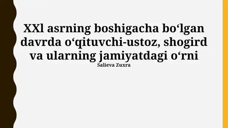 XX Asrdan Avvalgi Ta'lim An'analari