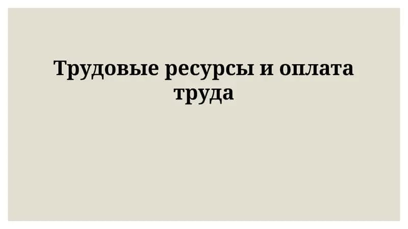 Трудовые ресурсы и оплата труда
