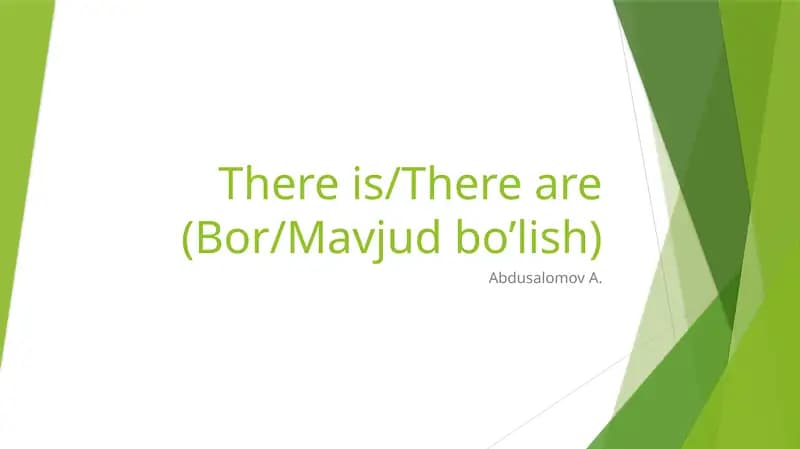 There is/There are (Bor/Mavjudbo’lish)