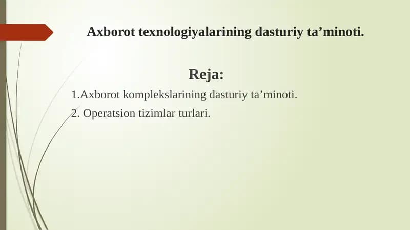 Axborottexnologiyalarining dasturiy ta’minoti