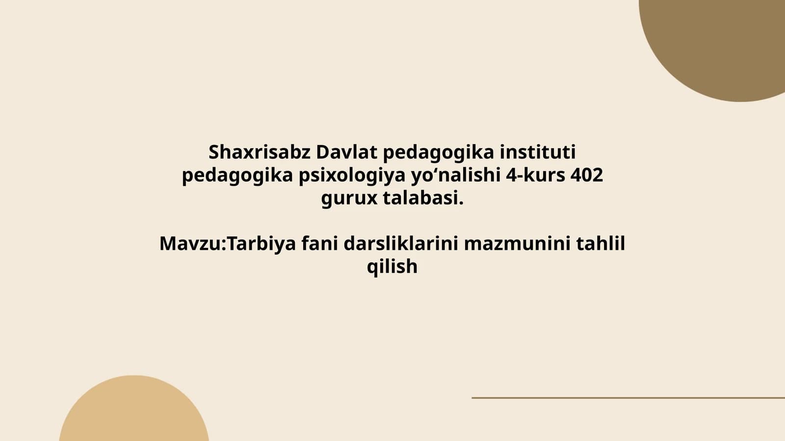 Tarbiya fani darsliklarini mazmunini tahlil qilish