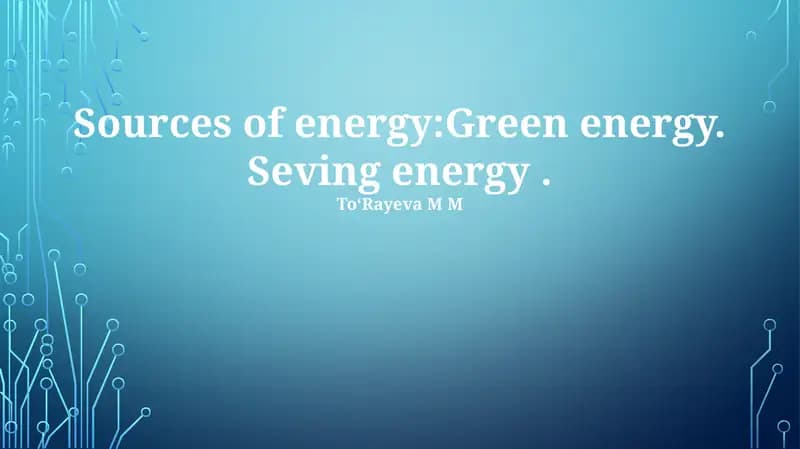 Seving energy