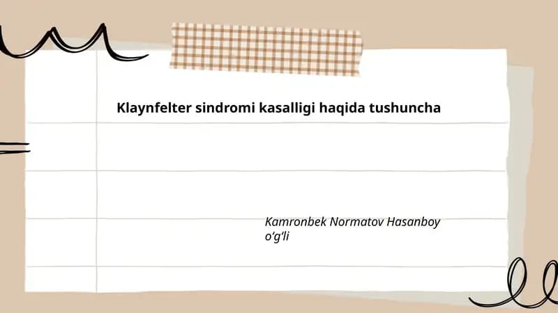 Klaynfelter sindromi kasalligi haqida tushuncha