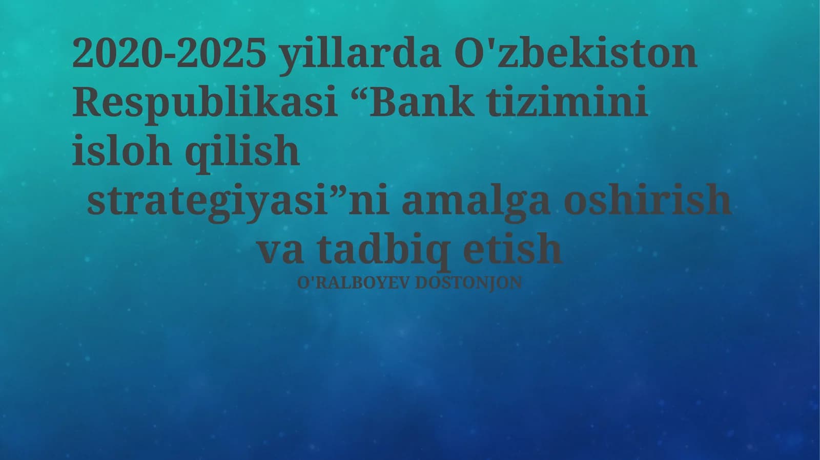 Bank tizimini isloh qilish strategiyasi