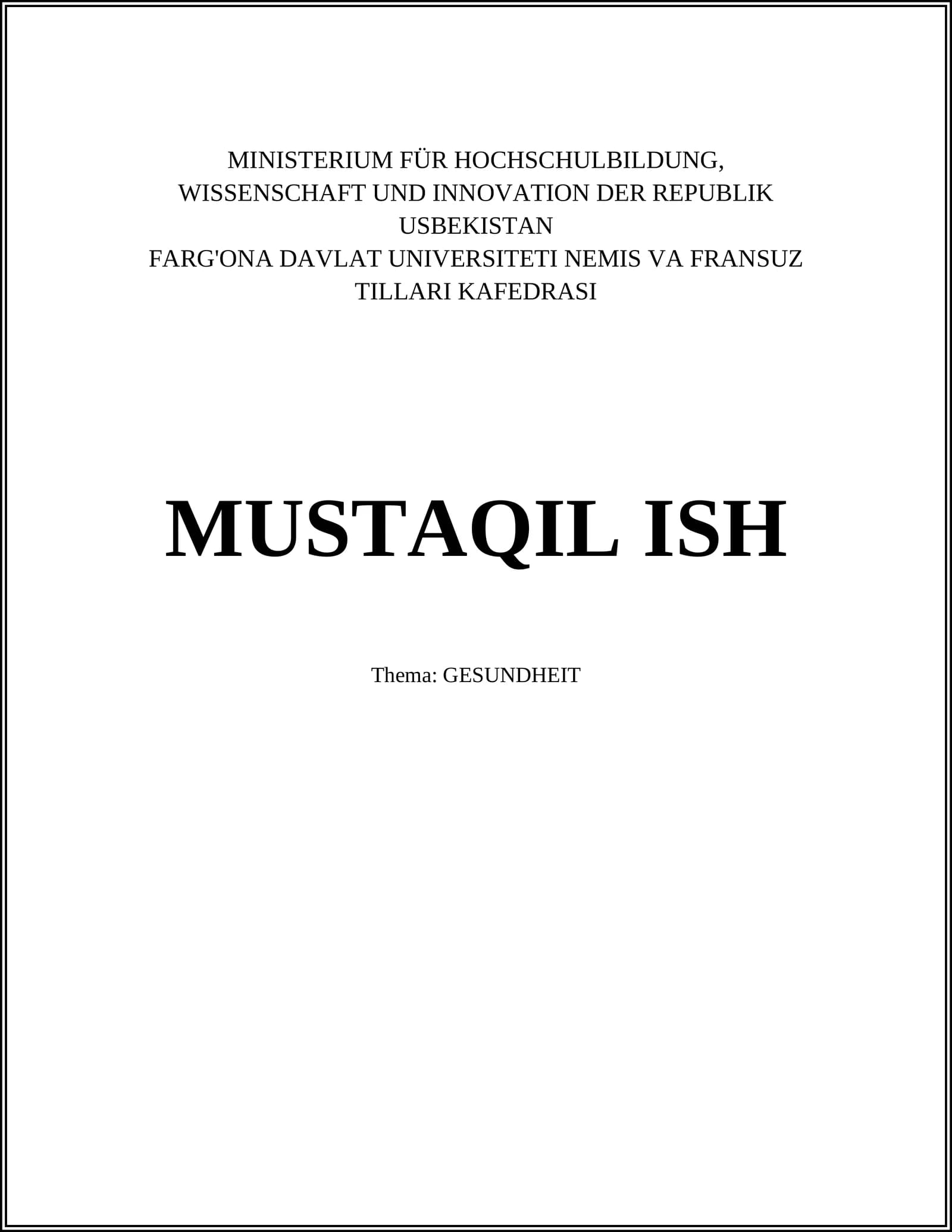 Ministerium für Hochschulbildung, Wissenschaft und Innovation der Republik Usbekistan