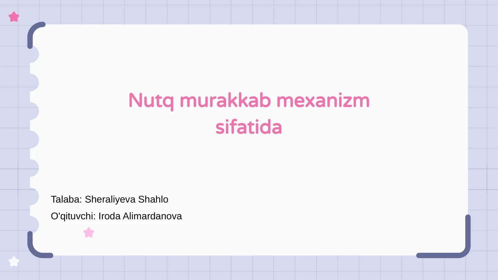 Nutq murakkab mexanizm sifatida