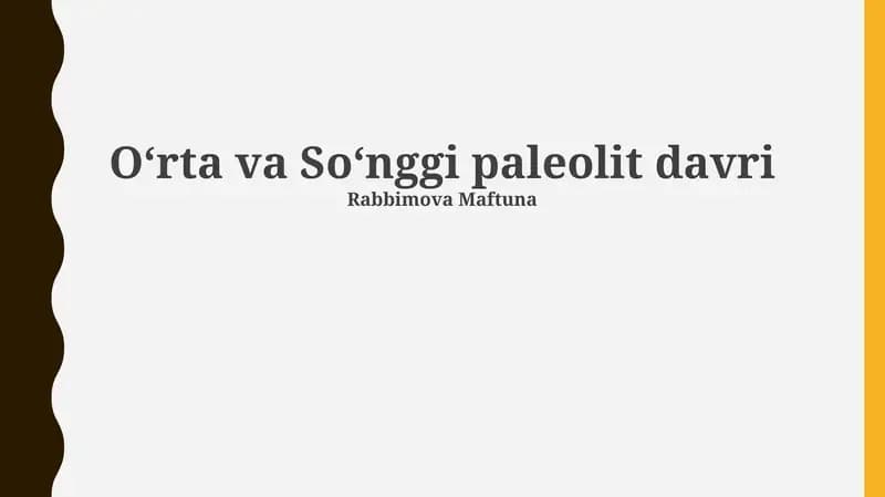 Oʻrta va Soʻnggi paleolit davri