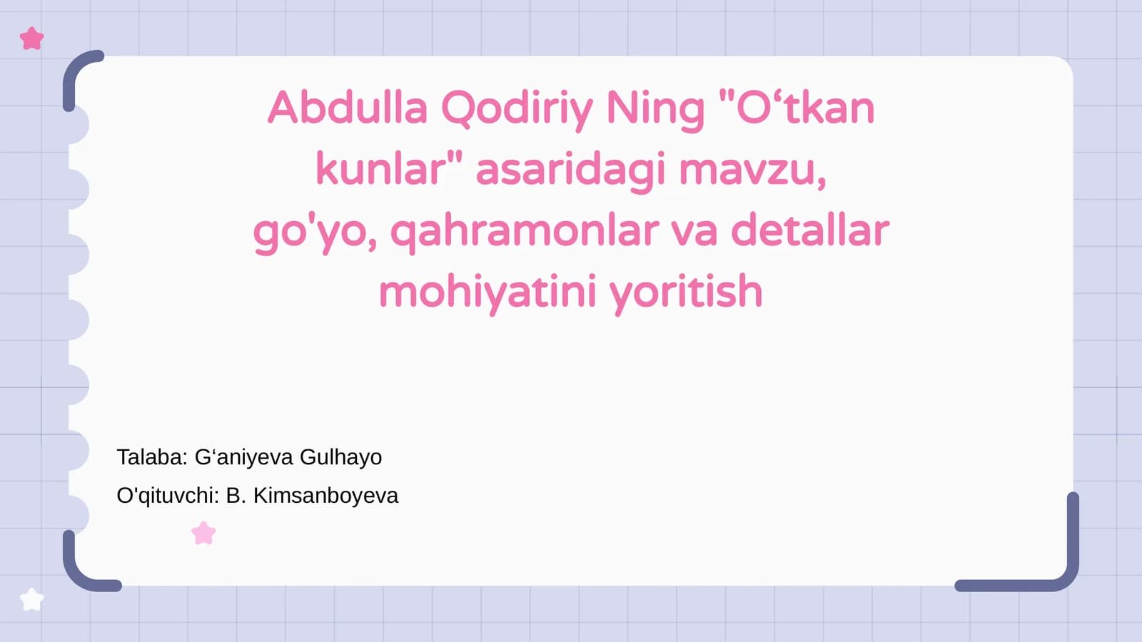 "O‘tkan kunlar" asari