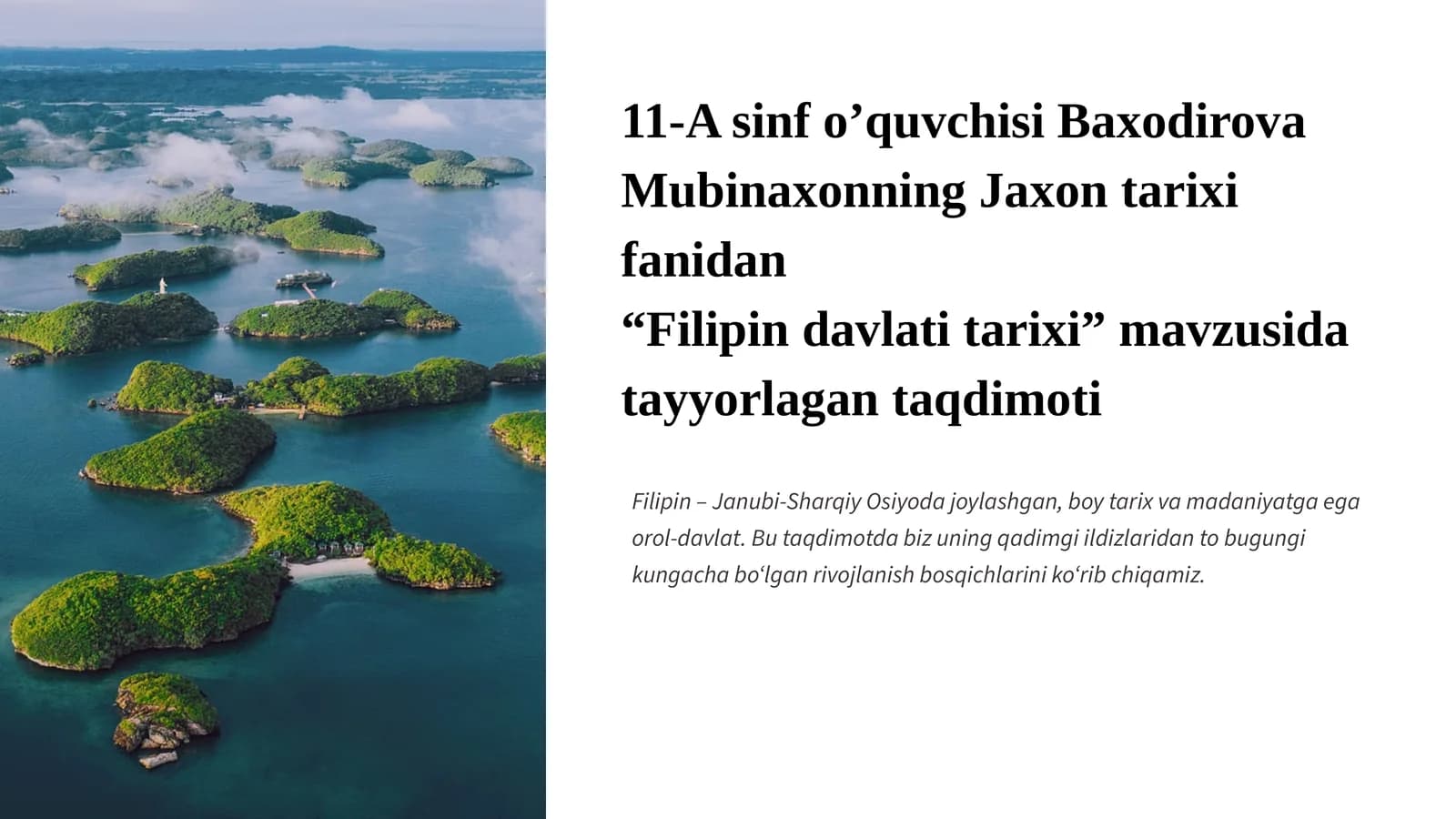 Filipinda davlati tarixi 11-sinf jaxon tarixi loyiha ishi