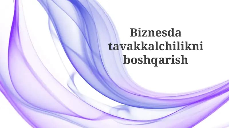 Biznesdatavakkalchilikniboshqarish