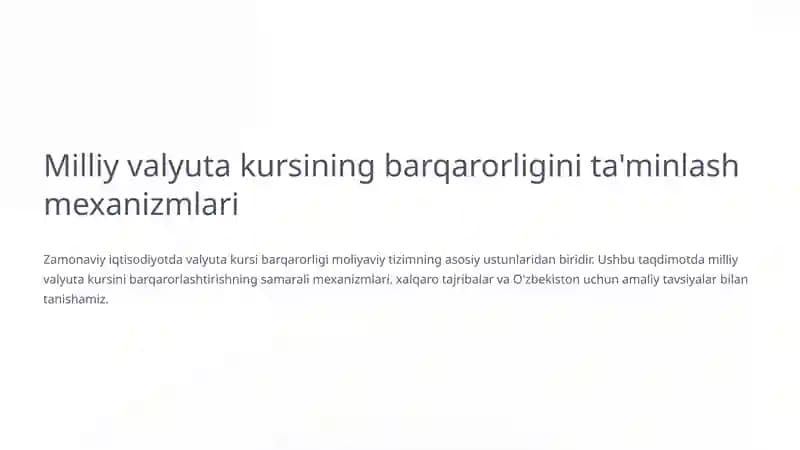 Valyuta kursini barqarorlashtirish mexanizmlari