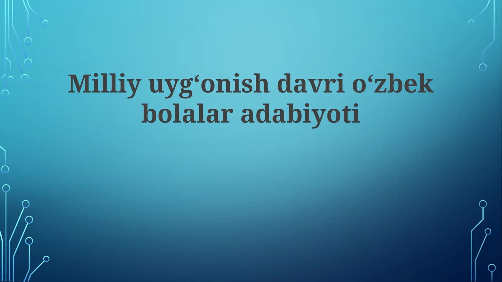 Milliy uygʻonish davri oʻzbek bolalar adabiyoti