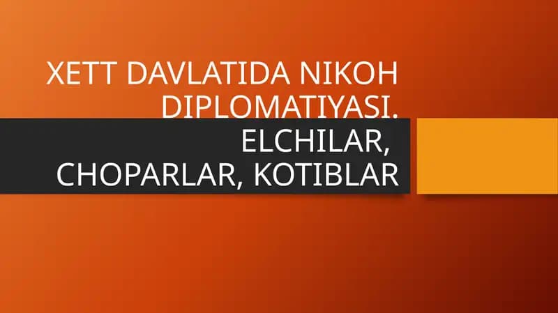 XETT DAVLATIDA NIKOH DIPLOMATIYASI