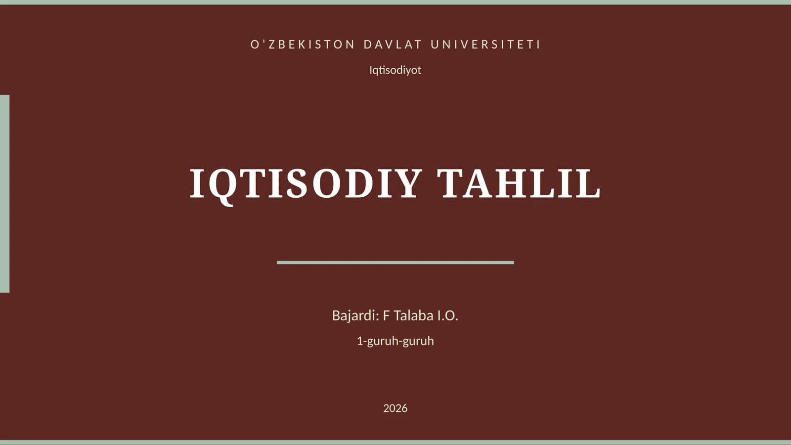 IQTISODIY TAHLIL