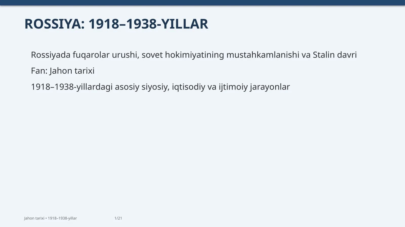1918–1938-YILLARDA ROSSIYA