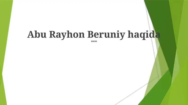 Abu Rayhon Beruniy haqida
