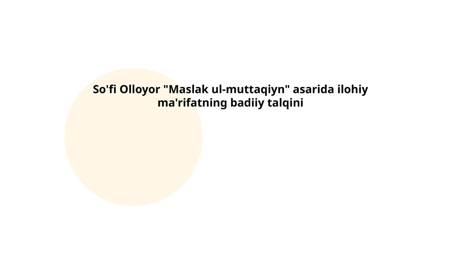 So'fi Olloyor "Maslak ul-muttaqiyn"