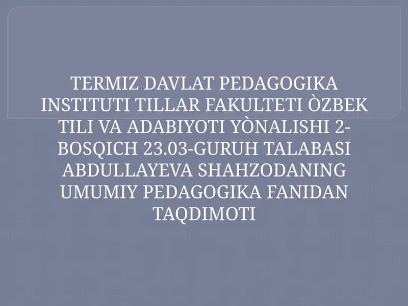 Oila Tarbiyasi Asoslari