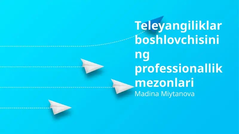 Teleyangiliklar boshlovchisining professionallik mezonlari