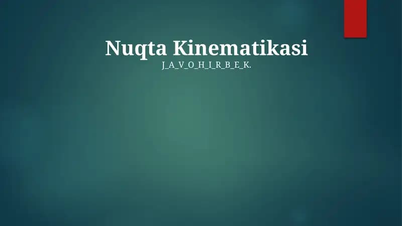 Nuqta Kinematikasi