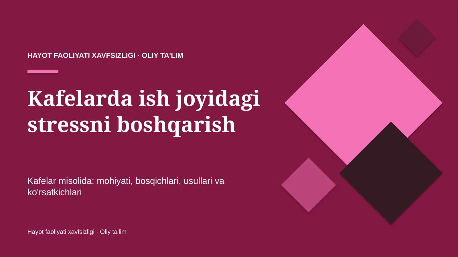 Kafelarda ish joyidagi stressni boshqarish