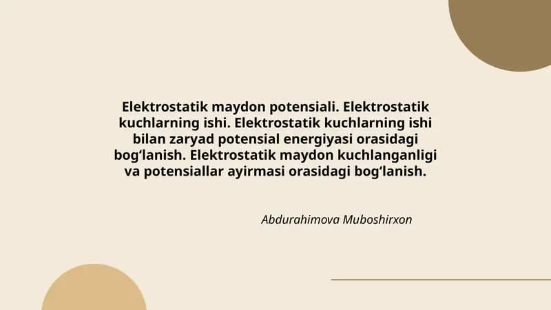 Elektrostatik maydon potensiali
